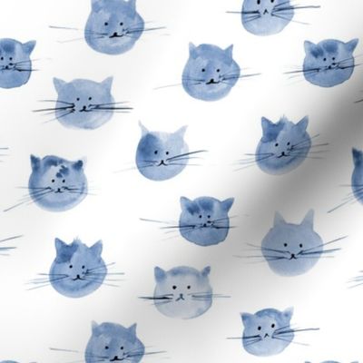 Blue cuties-kitties - watercolor cats - painted cute pets i109-7