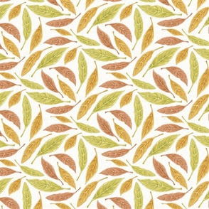 Plumeria Leaves Tea Towels - Fall