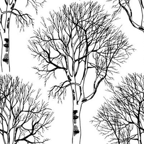 Black-and-white Trees Fabric, Wallpaper and Home Decor | Spoonflower