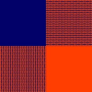 Fun Pearls and Dots Textured Buffalo Checks Bright Colors Mix Large Whimsical Funky Retro Checks Pattern in Bright Colors Bold Navy Blue 000066 Bold Coral Red Orange FF4000 Bold Modern Geometric Abstract