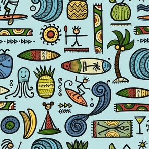 Summer Vibes, tropical lifestyle, beach and holiday pattern