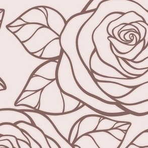 Large Rose Cutout Pattern - Eggshell White and Cinnamon Bronze