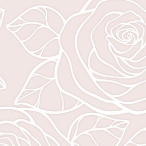 Large Rose Cutout Pattern - Eggshell White and White