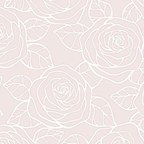 Rose Cutout Pattern - Eggshell White and White