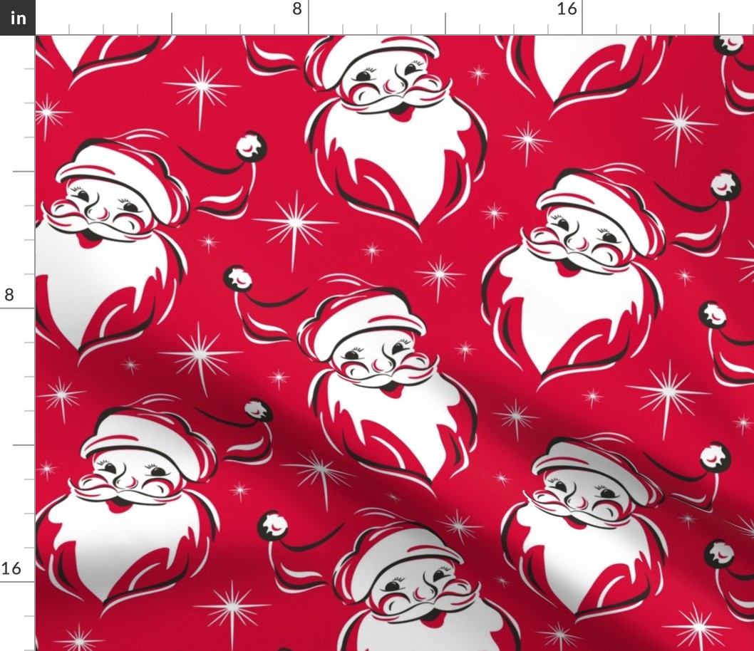 'Tis The Season Retro Santa - Christmas Red White - Large Scale