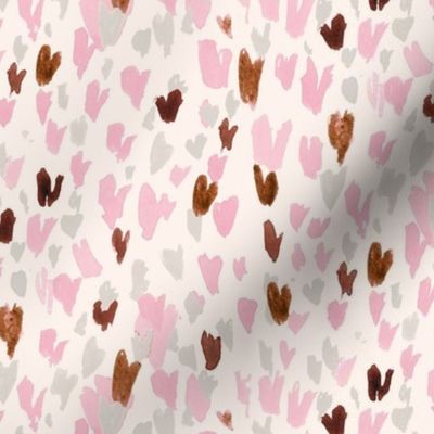 Leopard Heart - Pink rust gray on cream
