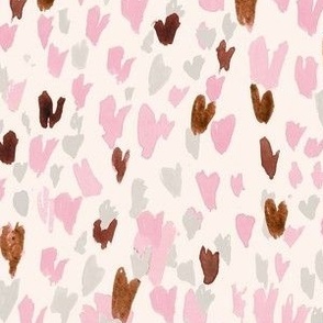 Leopard Heart - Pink rust gray on cream