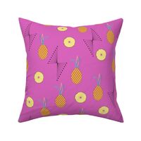 Mid century Tropical pineapples on pink