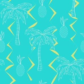 Palm trees white contour