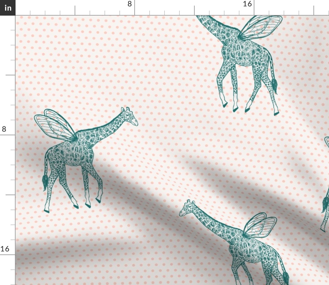 Flying Giraffes (Teal)_Large Scale