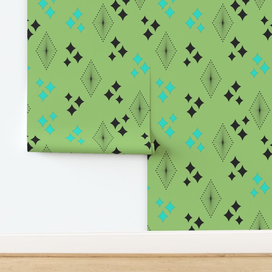 Mid century Atomic shapes in green 