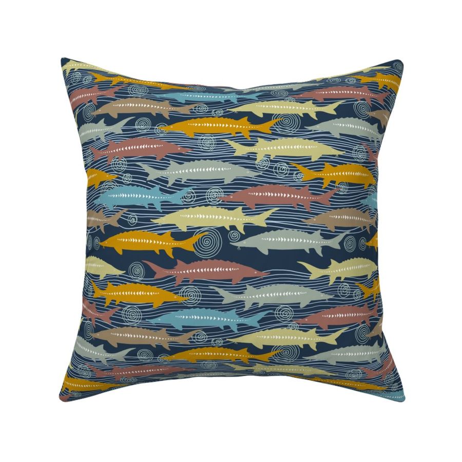 Baltic sturgeon on a navy blue background 12