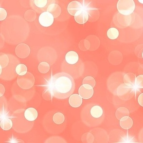 Large Sparkly Bokeh Pattern - Coral Color