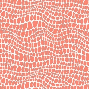 Alligator Pattern - Coral and White
