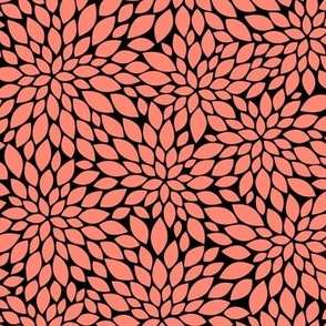 Dahlia Blossom Pattern - Coral and Black