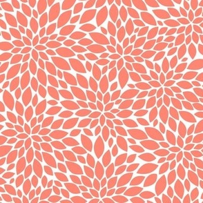 Dahlia Blossom Pattern - Coral and White