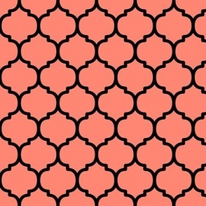 Moroccan Tile Pattern - Coral and Black