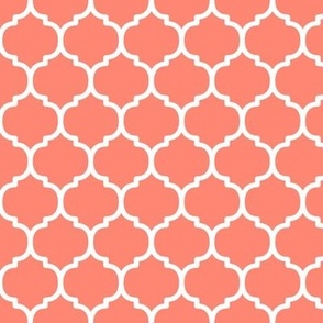 Moroccan Tile Pattern - Coral and White