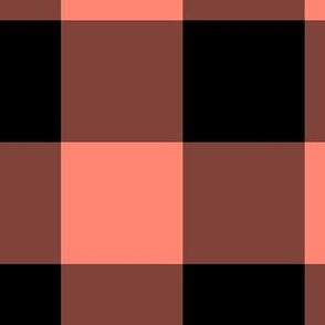 Extra Jumbo Gingham Pattern - Coral and Black