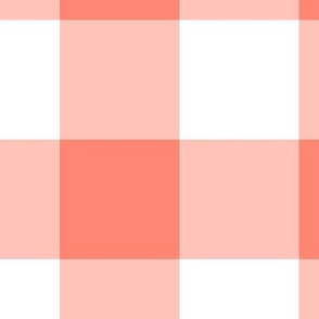 Extra Jumbo Gingham Pattern - Coral and White