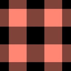 Jumbo Gingham Pattern - Coral and Black