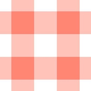 Jumbo Gingham Pattern - Coral and White