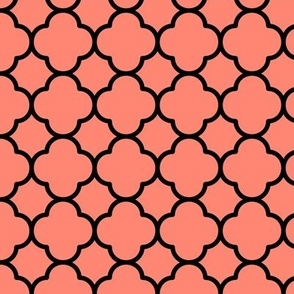 Quatrefoil Pattern - Coral and Black