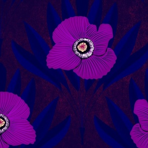 Dark poppy tropical blue pink tropical large jumbo wallpaper fabric print texture 