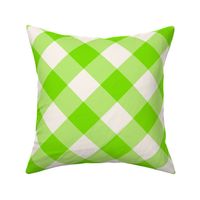 Halloween gingham neon green white diagonal large