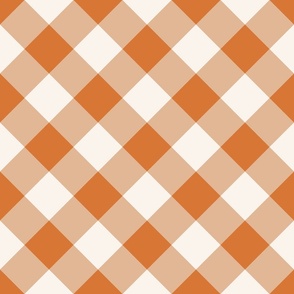 Halloween gingham orange white diagonal large