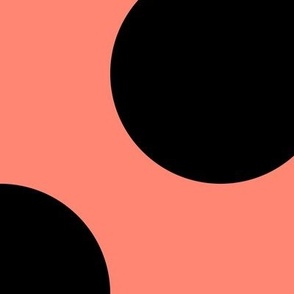 Jumbo Polka Dot Pattern - Coral and Black