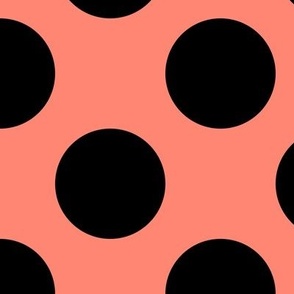 Large Polka Dot Pattern - Coral and Black