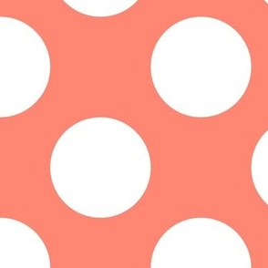 Large Polka Dot Pattern - Coral and White