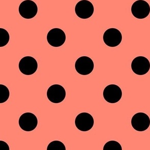 Big Polka Dot Pattern - Coral and Black