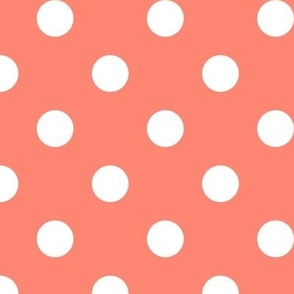 Big Polka Dot Pattern - Coral and White