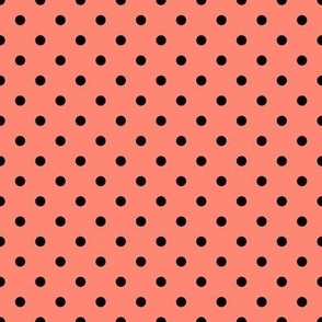 Small Polka Dot Pattern - Coral and Black