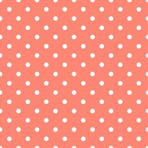 Small Polka Dot Pattern - Coral and White