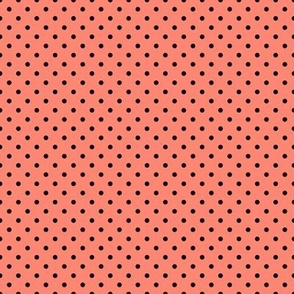 Tiny Polka Dot Pattern - Coral and Black