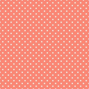 Tiny Polka Dot Pattern - Coral and White