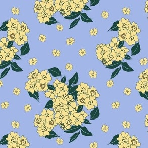 Wild Roses - Blue-Yellow Small 