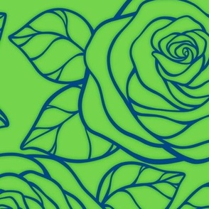 Large Rose Cutout Pattern - Malachite and Blue