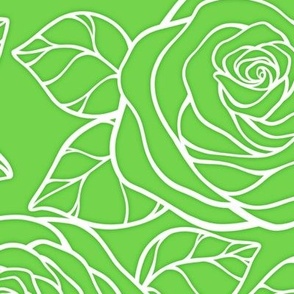 Large Rose Cutout Pattern - Malachite and White
