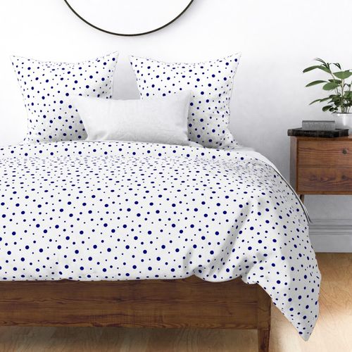 3 sizes of navy blue dots on white - 12in pattern