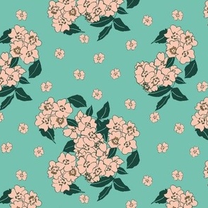 Wild Roses - Green-Pink Small