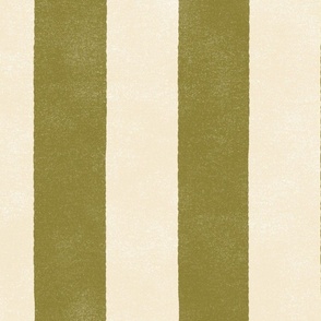 Cabana Stripe - extra large 4" inch stripe - moss green on cream