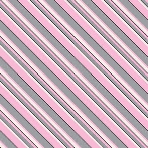 Misty Dawn Diagonal Stripes (#1) of Rondeletia Pink with Mystic Grey and Misty Pink