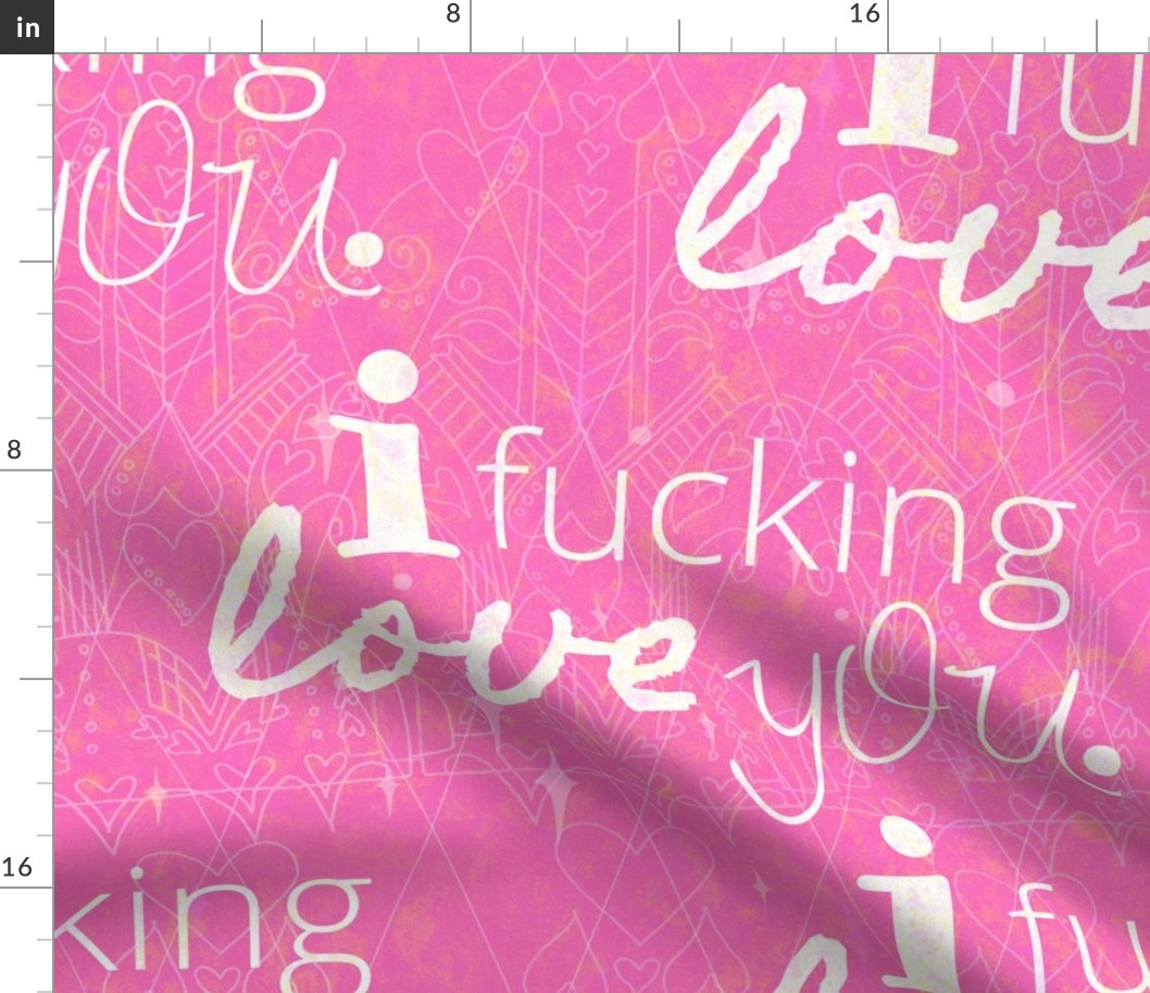 I Fucking Love You -- Heart Throb Valentine in Lovecore Aesthetic -- Magenta Pink and White --235dpi (63% of Full Scale)