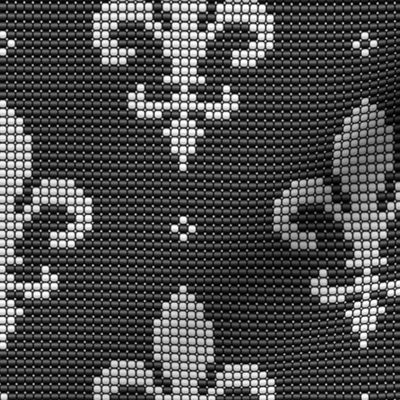 Fleur de Lis gothic white black beads vintage