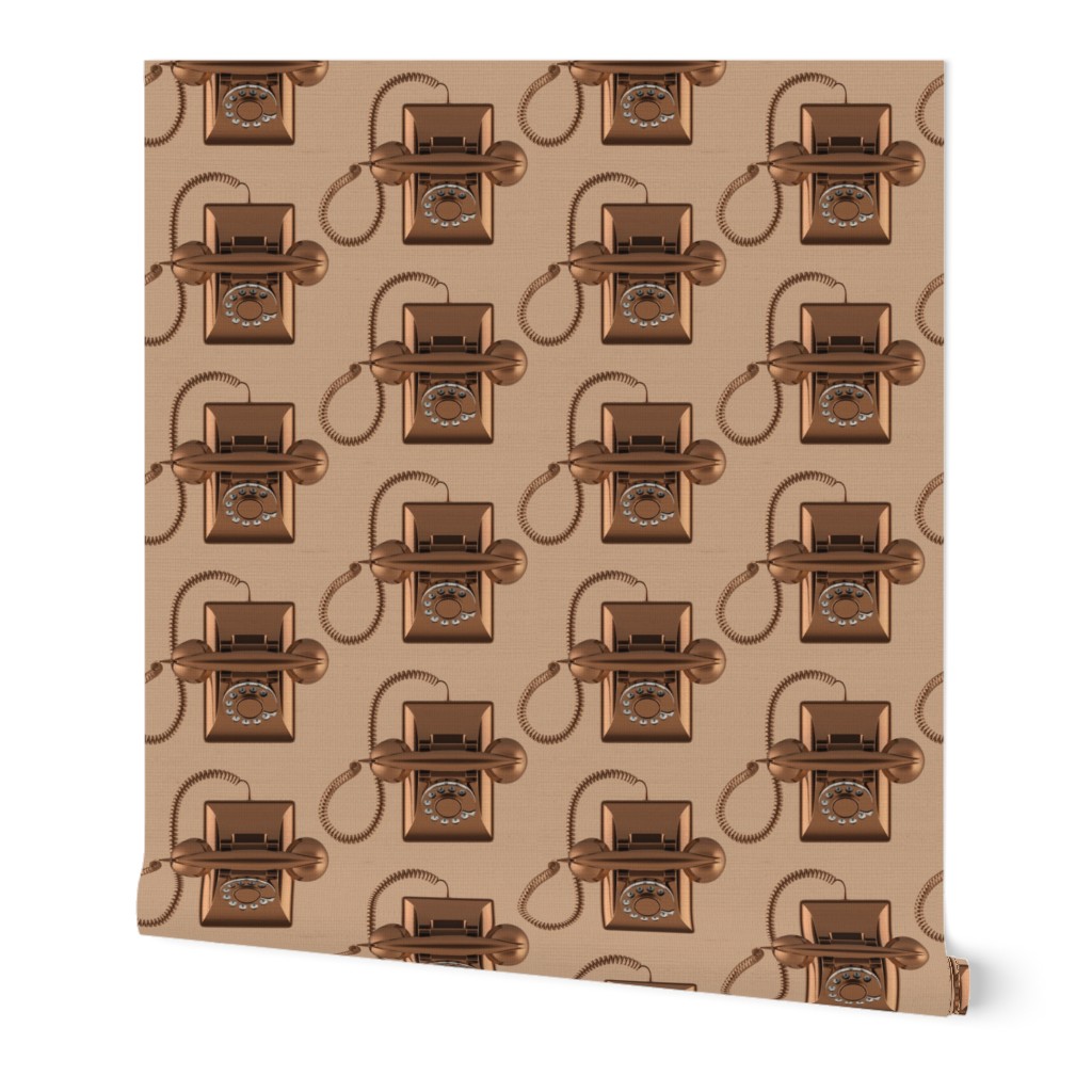 Retro telephones earthy brown cream