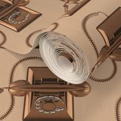 Retro telephones earthy brown cream